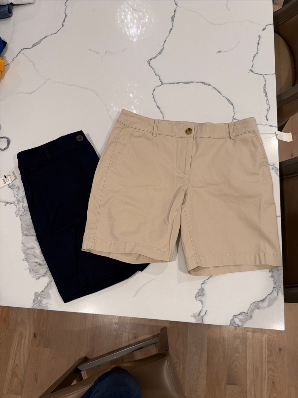2 Talbot’s Women's the weekend short Classic Khaki Shorts -Neutral Beige & Navy
